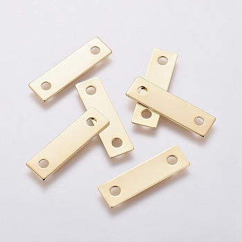 201 Stainless Steel Links connectors, Rectangle, Golden, 21x6x0.4mm, Hole: 2mm