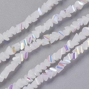 Imitation Jade Glass Beads Strands, Faceted, Triangle, AB Color Plated, White, 3~3.5x2~3x2~3mm, Hole: 0.7mm, about 176~180pcs/strand, 13.4~15.3 inch(34~39cm)