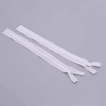 Nylon Zip Fastener, with Iron Zipper, for Garment Accessories, White, 50x2.5x0.2cm