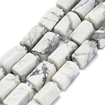 Natural Howlite Beads Strands, Nuggets, 11~14x6~8mm, Hole: 0.9mm, about 28~32pcs/strand, 15.75''(40cm)