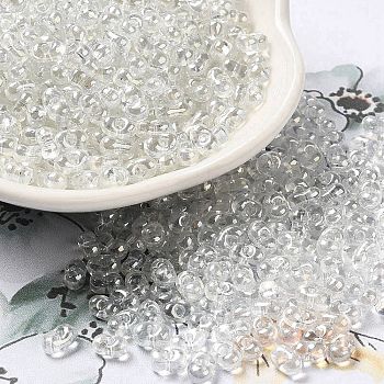 Baking Glass Seed Beads, Peanut, Clear, 5.5~6x3~3.5x3mm, Hole: 1~1.2mm