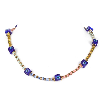 Evil Eye Lampwork & Glass Seed Beaded Necklace for Women, Colorful, 20.35 inch(51.7cm)
