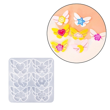 Butterfly DIY Silicone Molds, Decoration Making, Resin Casting Molds, For UV Resin, Epoxy Resin Jewelry Making, White, 135x128x6mm, Inner Diameter: 40x60mm