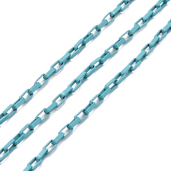 3.28 Feet Spray Painted Brass Cable Chain, Unwelded, Dark Turquoise, 3.5x2x1mm