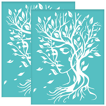 Self-Adhesive Silk Screen Printing Stencil, for Painting on Wood, DIY Decoration T-Shirt Fabric, Tree, 220x280mm