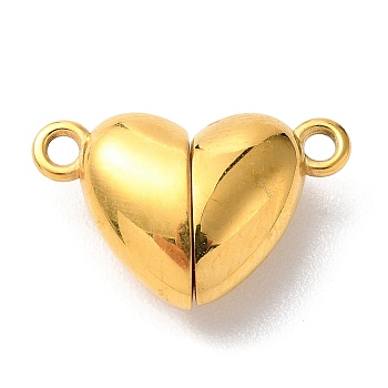 Ion Plating(IP)  303 Stainless Steel Magnetic Clasps, Heart, Golden, 10.5x16x5mm, Hole: 1.5mm