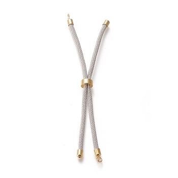 Nylon Twisted Cord Bracelet Making, Slider Bracelet Making, with Eco-Friendly Brass Findings, Round, Golden, Light Grey, 8.66~9.06 inch(22~23cm), Hole: 2.8mm, Single Chain Length: about 4.33~4.53 inch(11~11.5cm)