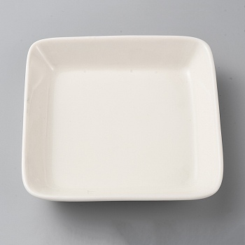 Square Porcelain Jewelry Plate, Storage Tray for Rings, Necklaces, Earring, White, 115.5x115.5x25.5mm, Inner Diameter: 87.5x87.5mm