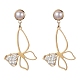 Butterfly Shell Pearl Dangle Stud Earrings(EJEW-TA00356)-4