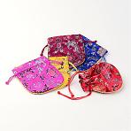 Silk Drawable Pouches, Rectangle, Mixed Color, 13x11.5cm(ABAG-G001-M01)