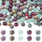 100Pcs 5 Colors Resin Beads, Round, Two Tone, Mixed Color, 8mm, Hole: 1.8mm, 20pcs/color(RESI-YW0005-50)