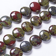 Natural Dragon Blood Beads Strands, Flat Round, 20x7~8mm, Hole: 1mm, about 20pcs/strand, 15.7 inch(G-K267-02A)