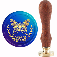 Brass Wax Seal Stamp with Handle, for DIY Scrapbooking, Butterfly Pattern, 89x30mm(AJEW-WH0184-1045)