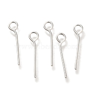 Brass Eye Pins, Lead Free & Cadmium Free, 925 Sterling Silver Plated, 15x3x0.7mm, Hole: 1.8mm(KK-H502-02B-S)