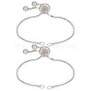 2Pcs 925 Sterling Silver Chain Link Bracelet Making, Slider Bracelets Making, Silver, 4-3/4 inch(12cm), Hole: 2mm, Single Chain Length: about 6cm(MAK-BBC0001-02)