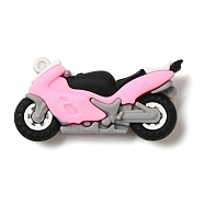 PVC Plastic Pendants, Motorbike, Pearl Pink, 30x59x12mm, Hole: 2.5mm(KY-N023-01D)