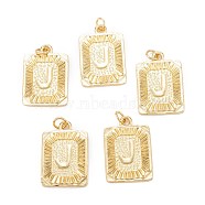 Brass Pendants, with Jump Ring, Long-Lasting Plated, Cadmium Free & Nickel Free & Lead Free, Rectangle with Alphabet, Real 18K Gold Plated, Letter.C, 23.5x16x2mm, Jump Ring: 5x0.7mm, 3.6mm Inner Diameter(KK-J279-58G-C)