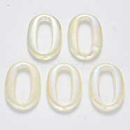 Transparent Acrylic Linking Rings, AB Color Plated, Imitation Gemstone Style, Oval, Beige, 35.5x25x4.5mm, Inner Diameter: 26x10.5mm(TACR-T016-08B)