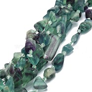 Raw Rough Natural Fluorite Beads Strands, Nuggets, 10~23x7~13x4~9mm, Hole: 0.8mm, about 21pcs/strand, 15.55''(39.5cm)(G-E576-17)