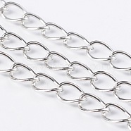 Iron Twisted Chains, Unwelded, with Spool, Oval, Platinum, 11x8x1.4mm(X-CH-1.4DK-N)