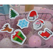 DIY Christmas Theme Diamond Painting Sticker Kit, Including Resin Rhinestones Bag, Diamond Sticky Pen, Tray Plate and Glue Clay, Box, 60x50mm, 7Pcs/set(XMAS-PW0001-135D)