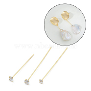 Brass Micro Pave Clear Cubic Zirconia Eye Pins, Real 14K Gold Plated, 3x3x32.5mm(KK-M306-09G-01)