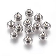 201 Stainless Steel Bead Cap Bails, Flat Round, Stainless Steel Color, 6x6mm, Hole: 2mm(STAS-F222-028)