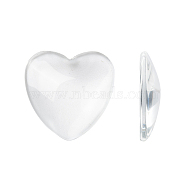 Transparent Glass Heart Cabochons, Clear, 25x25x6~6.5mm(GGLA-R021-25mm)