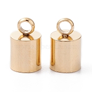 201 Stainless Steel Cord Ends, End Caps, Column, Real 24K Gold Plated, 10x6mm, Hole: 2.5mm, Inner Diameter: 5mm(STAS-H410-20G-F)
