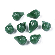 Imitation Jade Glass Pendants, Flower Bud, Sea Green, 10x17mm, Hole: 0.9mm(GLAA-S054-19B)