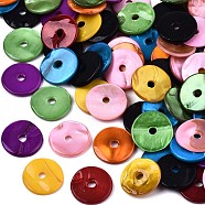 Spray Painted Natural Freshwater Shell Beads, Heishi Beads, Disc/Flat Round, Mixed Color, 15x2mm, Hole: 2.5mm(SHEL-S276-107)