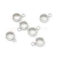 201 Stainless Steel Tube Bails, Loop Bails, Ring Bail Beads, Stainless Steel Color, 10x7x2.5mm, Hole: 1.6mm(STAS-M294-02P-03)