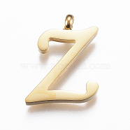 304 Stainless Steel Pendants, Initial Letter, Letter.Z, Golden, 18x14x2mm, Hole: 2mm(STAS-F129-Z-G)