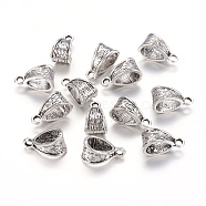 Charm Carrier Tibetan Style Tube Bails, Loop Bails, Bail Beads, Antique Silver Color, about 7.5mm wide, 15mm long, hole: 1.5mm(EJ10386)
