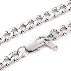 Men's 304 Stainless Steel Cuban Link Chain Necklaces, Chunky Chain Necklaces, with Lobster Claw Clasps, Stainless Steel Color, 20-1/4 inch(51.5cm)(NJEW-JN03170-01)