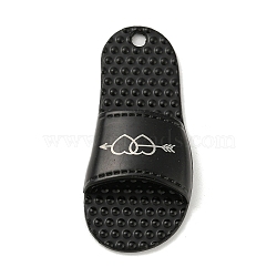 Spray Painted Alloy Pendants, Slipper Shape, Black, 41x18x7.5mm, Hole: 2mm(PALLOY-M218-02B)