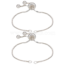 2Pcs 925 Sterling Silver Chain Link Bracelet Making, Slider Bracelets Making, Silver, 4-3/4 inch(12cm), Hole: 2mm, Single Chain Length: about 6cm(MAK-BBC0001-02)