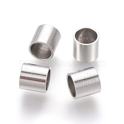 Tarnish Resistant 304 Stainless Steel Tube Beads, Large Hole Beads, Stainless Steel Color, 5x5mm, Hole: 4mm(STAS-E454-29P)