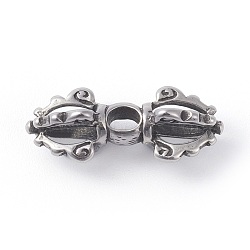 316 Surgical Stainless Steel Beads, Dorje Vajra, Antique Silver, 22x9x8.5mm, Hole: 2.3x2.4mm(STAS-G186-09AS)