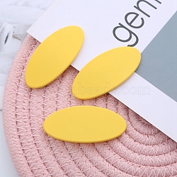 Frosted Plastic Snap Hair Clips, with Metal Clip, for Women and Girls, Oval, Yellow, 56x26mm(OHAR-PW0001-454A)