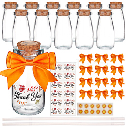 Thanksgiving Day Gift Kits, Glass Cork Bottles, Polyester Bowknot, Paper Stickers, Plastic Heat Transfer Film Stickers & Glue Sticks, Dark Orange(DIY-OC0013-96C)