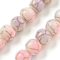 Baking Paint Synthetic Turquoise Beads Strands, with Enamel, Round, Misty Rose, 8mm, Hole: 1mm, about 49~50pcs/strand, 13.66~13.98''(34.7~35.5cm)(G-H060-03F)