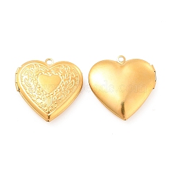 Ion Plating(IP) 304 Stainless Steel Locket Pendants, Photo Frame Charms for Necklaces, Heart, Golden, 29x28.5x7mm, Hole: 2.1mm(X-STAS-G146-20G)