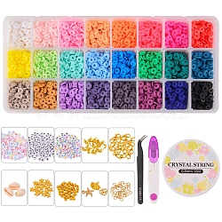 DIY Polymer Clay Beads Jewelry Set Making Kit, Including Polymer Clay & Natural Cowrie Shell Beads, Alloy Charms, CCB Plastic Beads & Pendants, Tweezers, Elastic Thread, 304 Stainless Steel & Brass Findings, Mixed Color, Polymer Clay: 3960pcs/set(DIY-SZ0005-89)