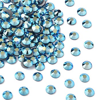 Preciosa&reg Crystal Hotfix Flatback Stones, Czech Crystal, Round(438 11 612 Chaton Rose VIVA 12 &reg), 60310 200 Capri Blue AB, SS6(1.9~2.1mm)