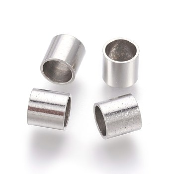 304 Stainless Steel Tube Beads, Large Hole Beads, Stainless Steel Color, 5x5mm, Hole: 4mm