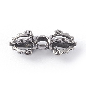 316 Surgical Stainless Steel Beads, Dorje Vajra, Antique Silver, 22x9x8.5mm, Hole: 2.3x2.4mm
