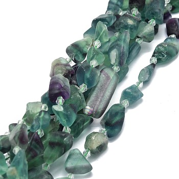 Raw Rough Natural Fluorite Beads Strands, Nuggets, 10~23x7~13x4~9mm, Hole: 0.8mm, about 21pcs/strand, 15.55''(39.5cm)