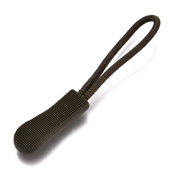 Garment Accessories, Plastic Zipper Puller With Strap, Dark Khaki, 60~64mm