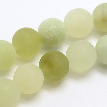 Natural New Jade Stone Frosted Round Bead Strands, 6mm, Hole: 1mm, about 65pcs/strand, 15.0 inch